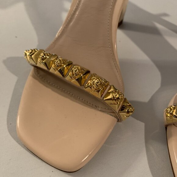 Stuart Weitzman High heel nude blush gold stud accents womens shoes - Picture 8 of 16